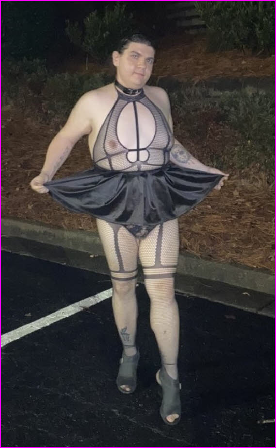 Sissy spunk addict Emma exposed in see-through black lingerie