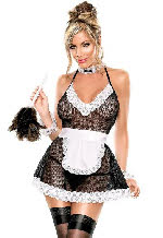 Slutty see-through French maid uniform