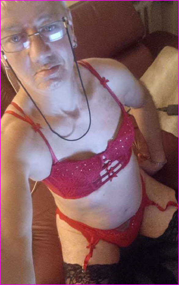 Sissy Osman Murat Yurdagül cross-dressing in red bra and panties