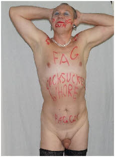 Cocksucker Olega degrades himself with shameful body writing Cocksucker Olega degrades himself with shameful body writing