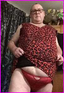 Dumb married sissy Rosie Posy exposed in dress and red panties
