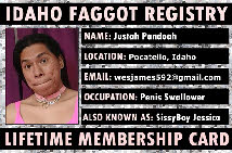 Male slut exposure ID card for gay fag Justah
