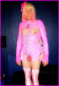 Effeminate sissy maid Carolin from Germany with caged cock exposed
