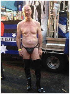 Fucking loser Rob wearing thong and latex stockings in public