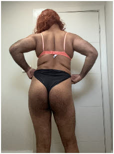 Closet fag Manpreet shows off his hairy butt cheeks in tight black panties